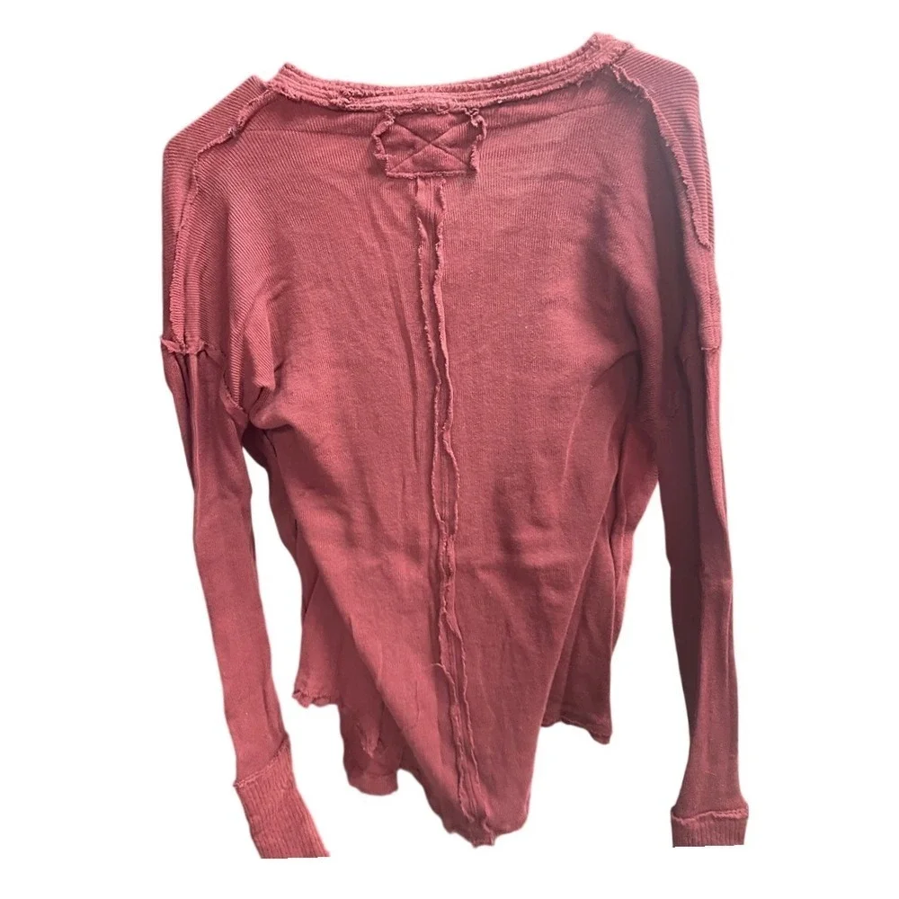 Free People Thermal Top Raw‎ Hem Long Sleeve Tunic Top Casual Comfy XS- 2 Tops - Picture 7 of 11